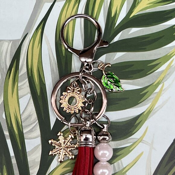 Elegant Pearl Bag Charm Keychain Genuine Suede Tassel Christmas Charms - Picture 4 of 11